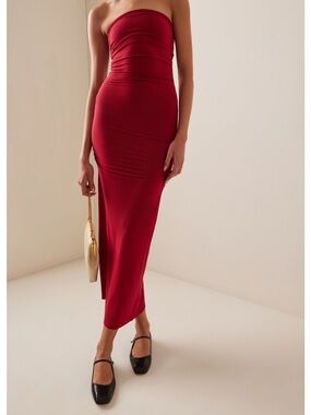 POSSE Exclusive Isabela Strapless Jersey Maxi Dress Red XS